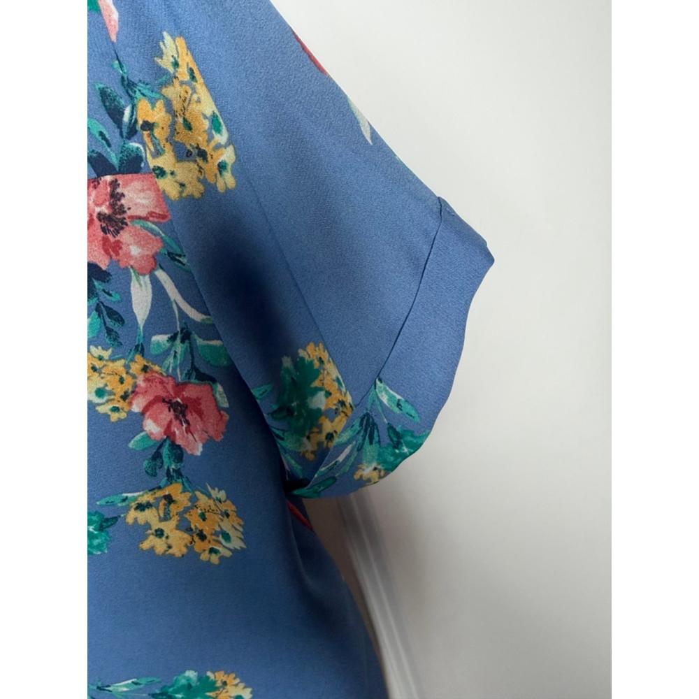 Pink Rose Blue Floral Button Down Shirt M - Picture 5 of 7